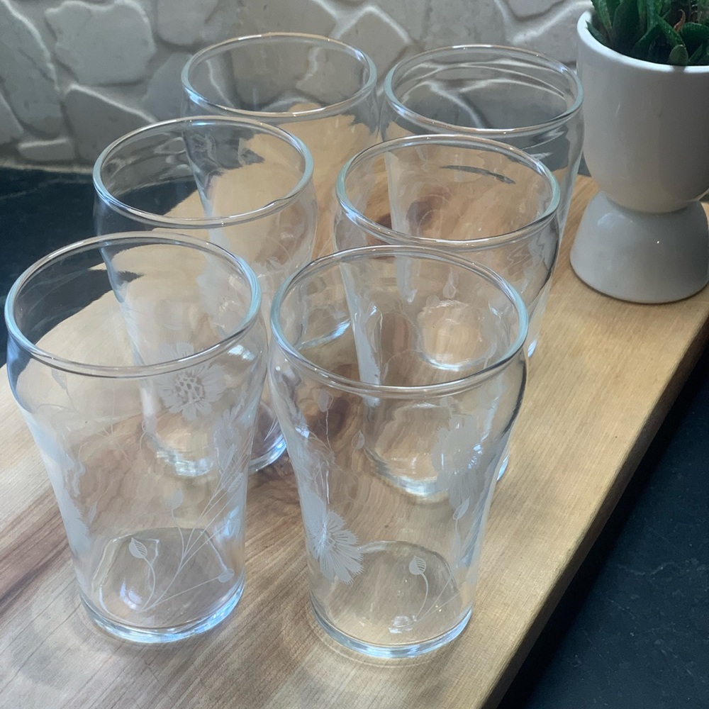 DOMINION | Set of 6 | Floral Printed 4 oz Juice Glasses